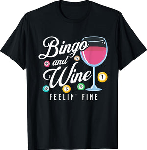 Funny Bingo and Wine T-Shirt - T-Shirt | Black