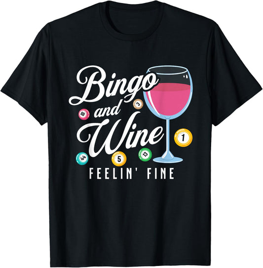 Funny Bingo and Wine T-Shirt - T-Shirt | Black