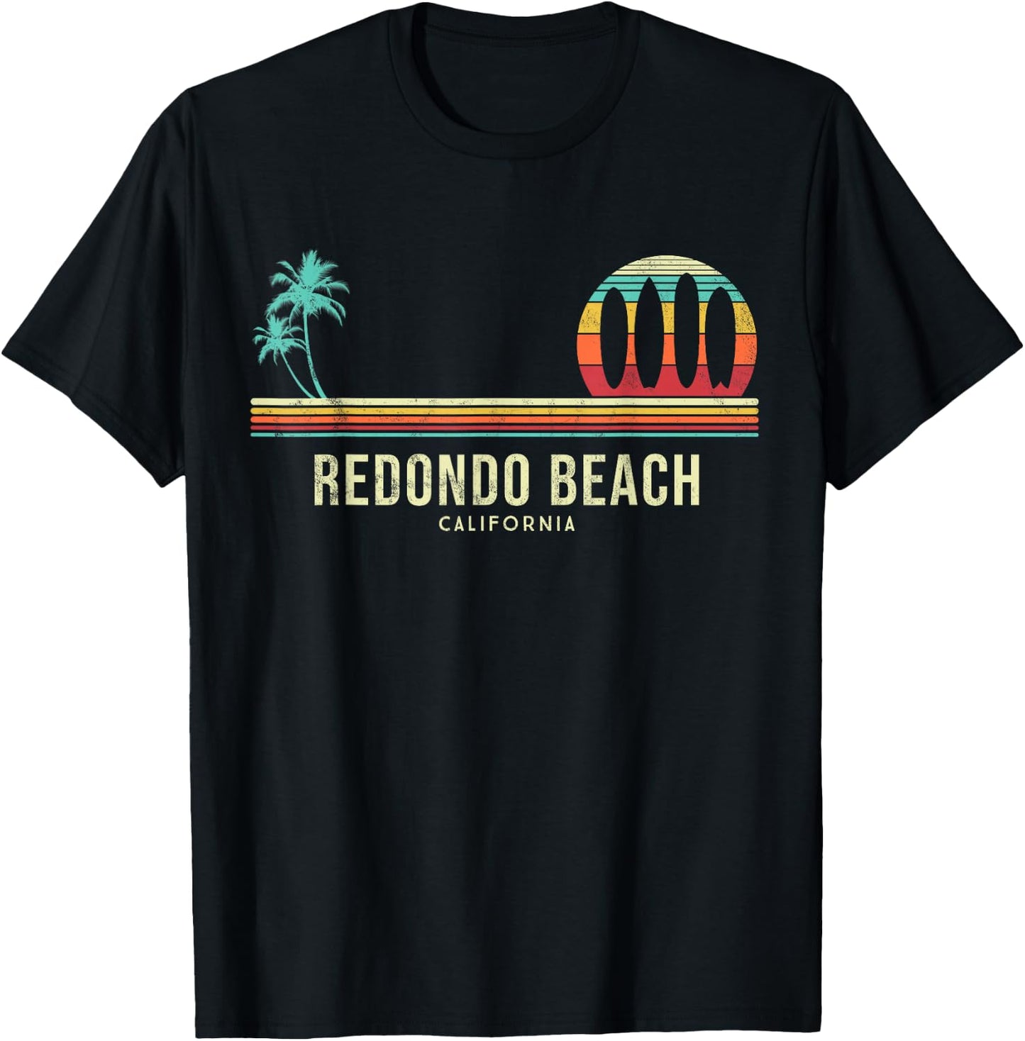 California Surf Redondo Beach Vintage Surfer T-Shirt - T-Shirt | Black