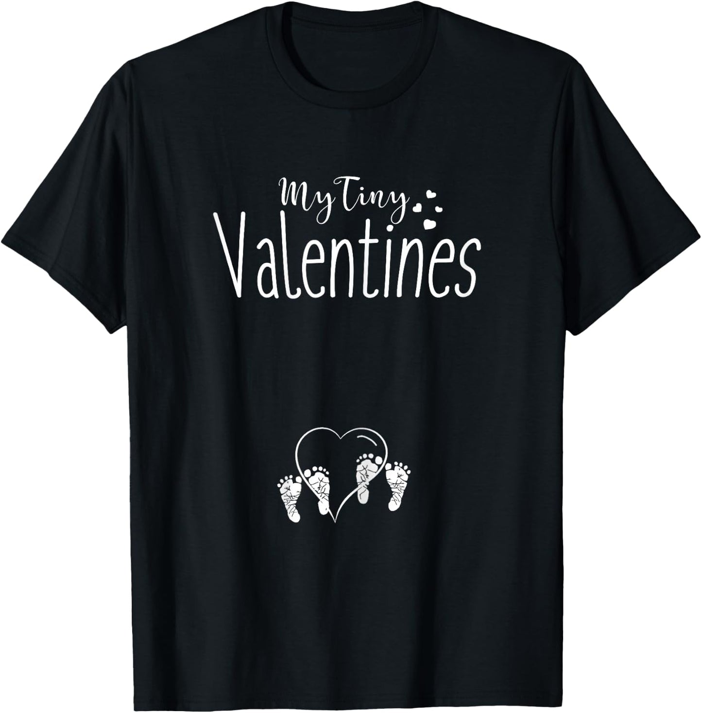 My Tiny VALENTINES Twins Mom Pregnancy T Shirt T-Shirt - T-Shirt | Black
