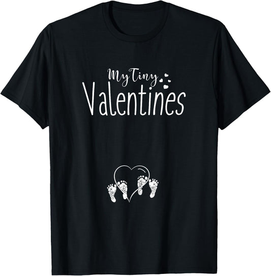 My Tiny VALENTINES Twins Mom Pregnancy T Shirt T-Shirt - T-Shirt | Black