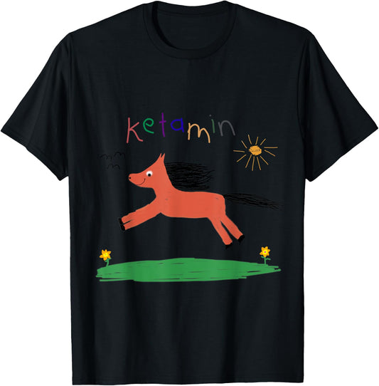 Funny Ketamin Vintage Art Graphic Unicorn T-Shirt - T-Shirt | Black