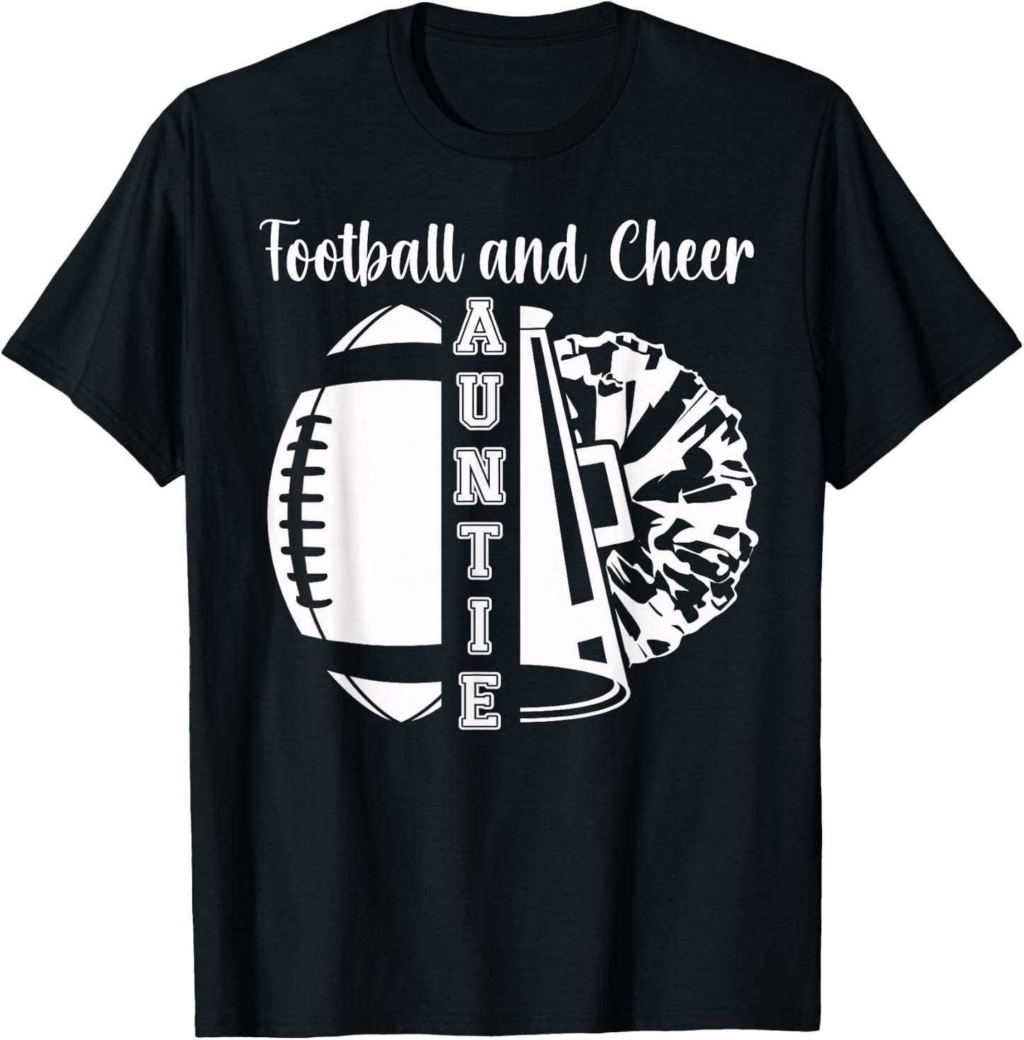 Football And Cheer Aunt Of Cheerleader & Football Player T-Shirt - T-Shirt | Black