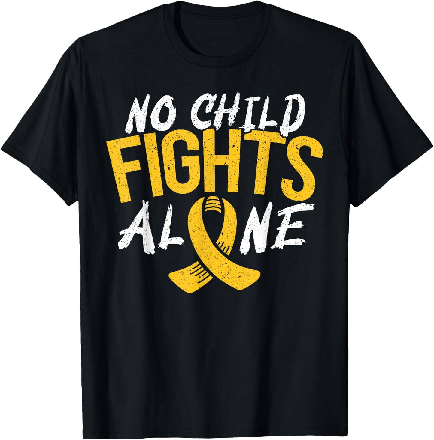 No Child Fights Alone Childhood Cancer Awareness Month T-Shirt - T-Shirt | Black