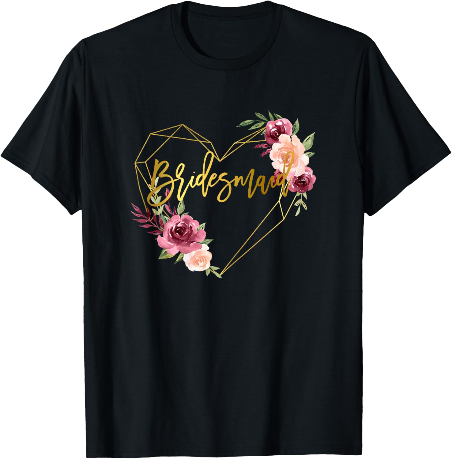Bridesmaid Brides Best Friends Bridal Team Matching Floral T-Shirt - T-Shirt | Black
