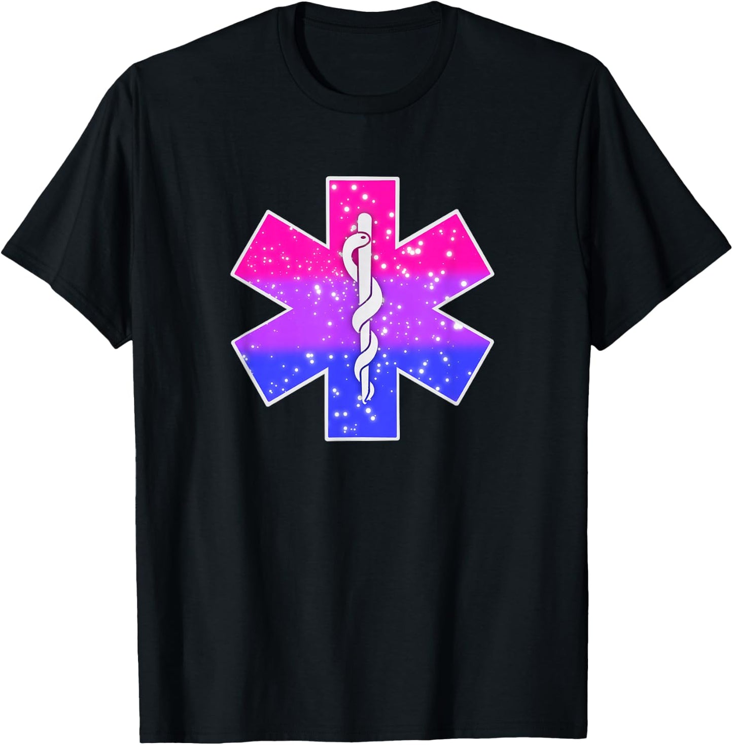 Paramedic EMT Star Of Life Bisexual Gay Pride Flag Rainbow T-Shirt - T-Shirt | Black