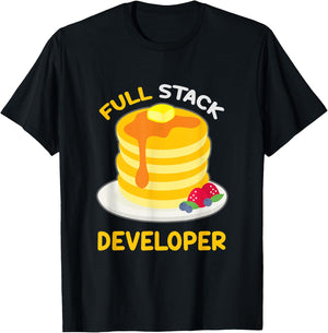 Programmer Full Stack Developer Pancake Nerdy Geeky T-Shirt - T-Shirt | Black