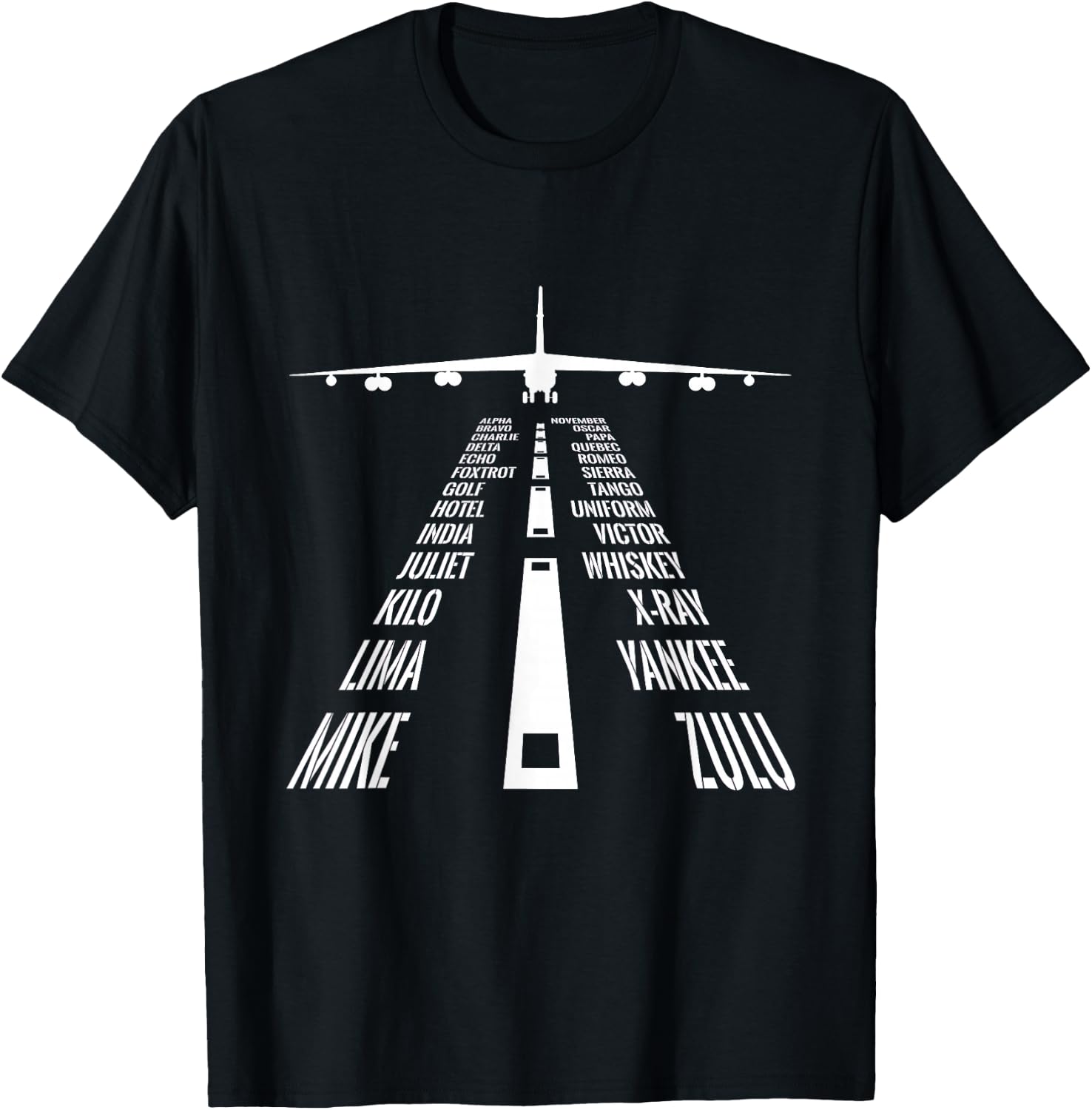 Flying B-52 Stratofortress Phonetic Alphabet Runway B52 T-Shirt - T-Shirt | Black