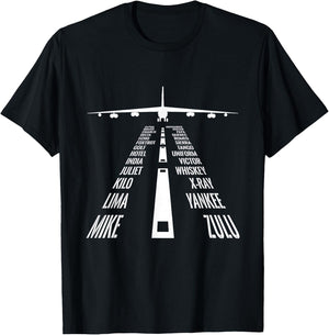 Flying B-52 Stratofortress Phonetic Alphabet Runway B52 T-Shirt - T-Shirt | Black