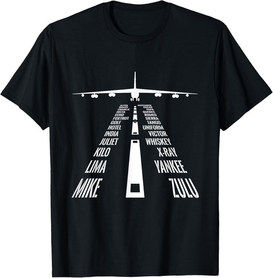 Flying B-52 Stratofortress Phonetic Alphabet Runway B52 T-Shirt - T-Shirt | Black