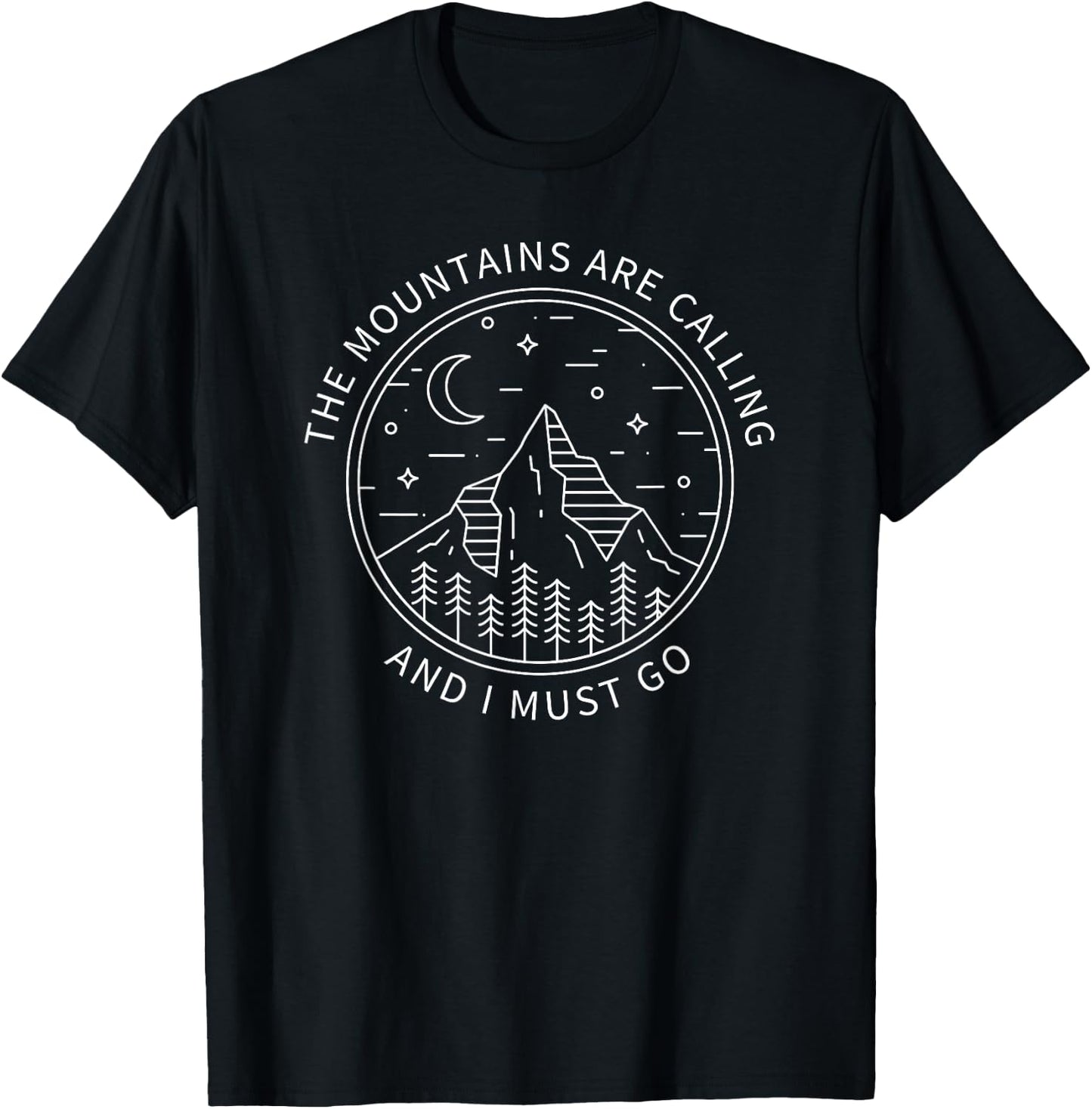The Mountains Are Calling And I Must Go Minimalist Adventure T-Shirt - T-Shirt | Black