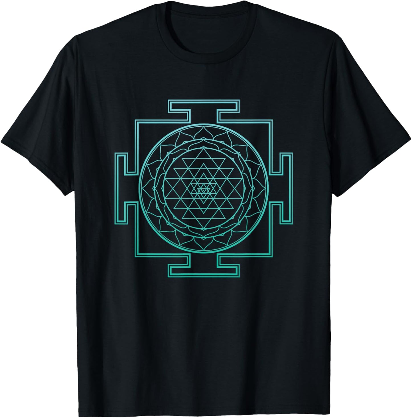 Shri Yantra Sacred Geometry T-Shirt - T-Shirt | Black