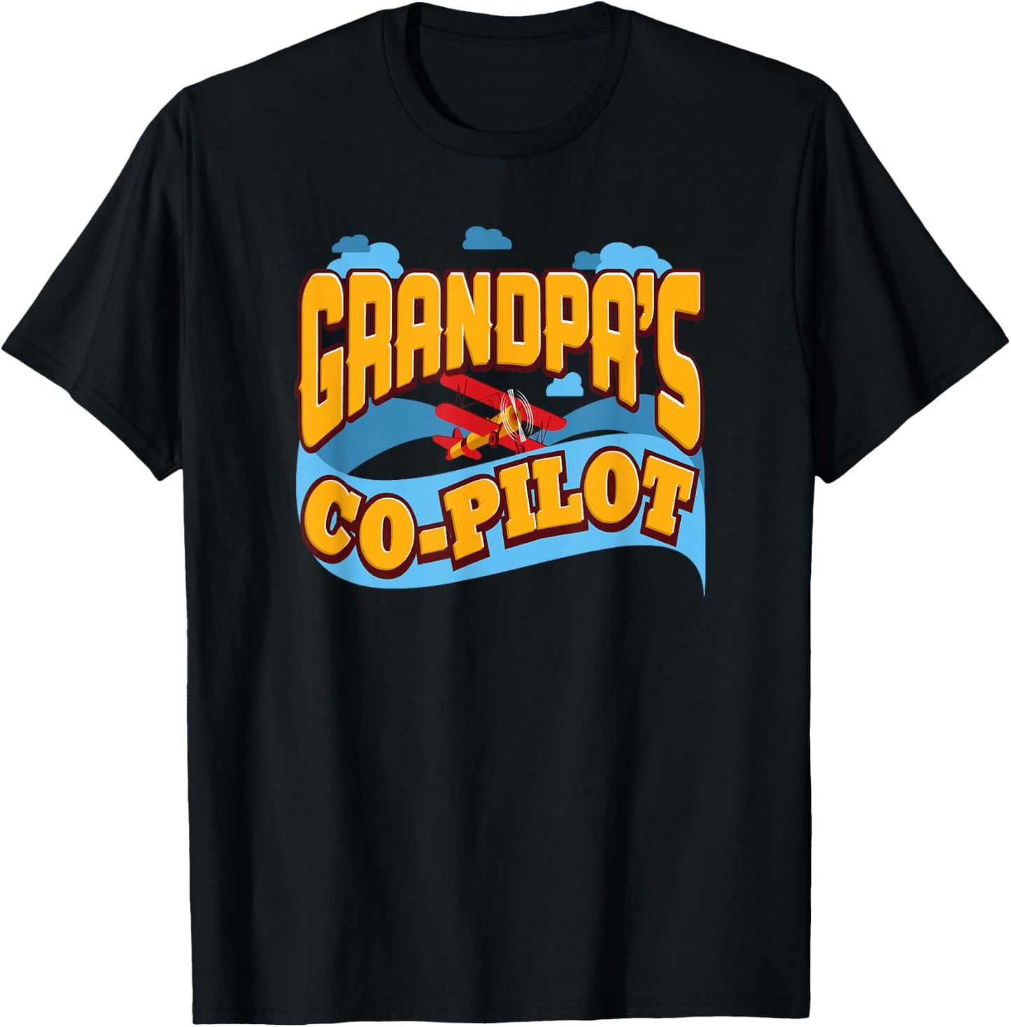 Grandpa's Co-Pilot Children's Aircrew T-Shirt - T-Shirt | Black