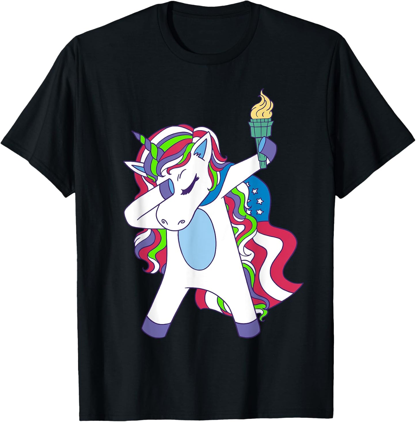 Unicorn Dabbing USA Patriotin Women's Unicorn T-Shirt - T-Shirt | Black