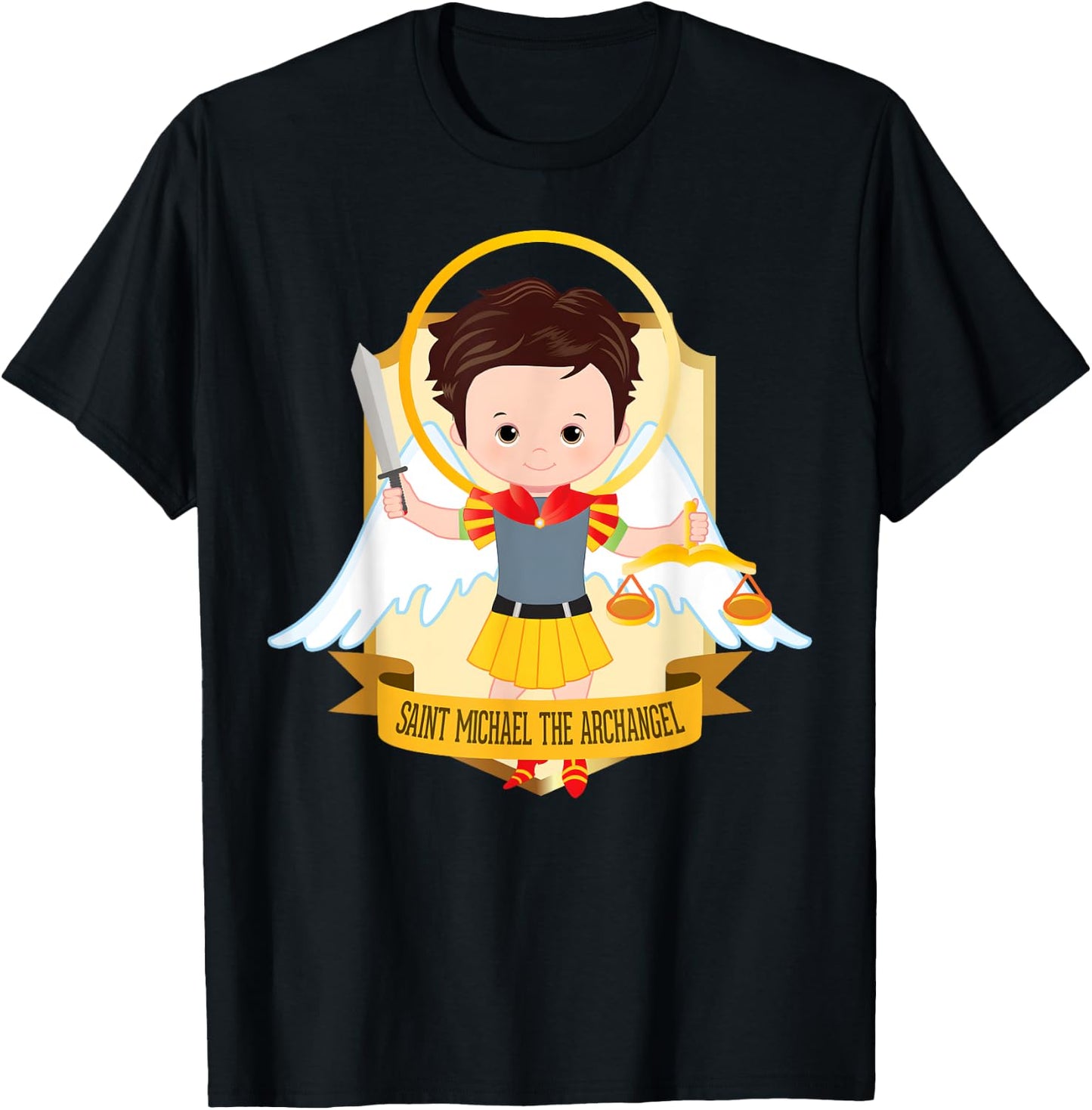 Saint Michael the Archangel for Kids Catholic Boys Cute T-Shirt - T-Shirt | Black