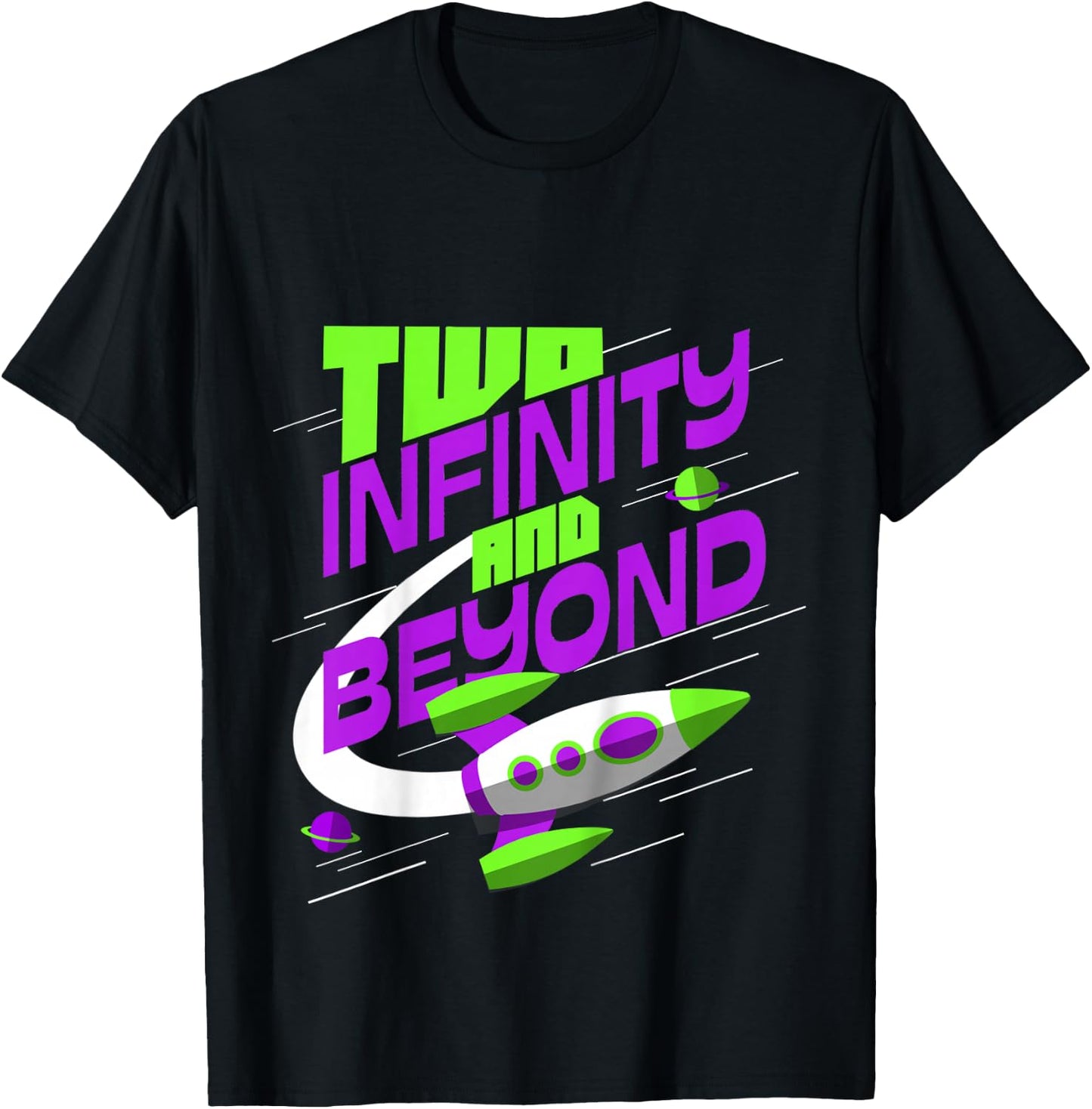 Two 2 Year Old 2nd Birthday Space Theme Boys Girls T-Shirt - T-Shirt | Black