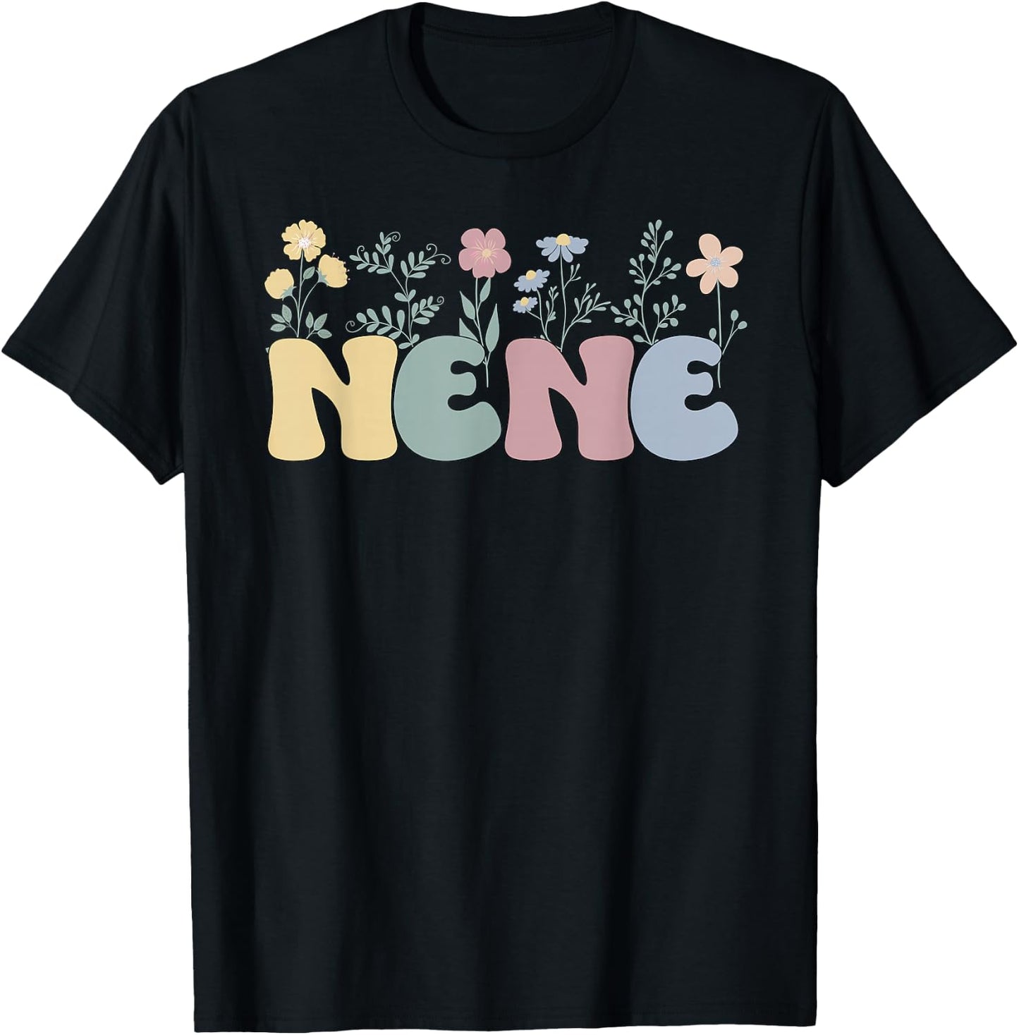 Groovy Nene Grandmother Flowers Nene Grandma T-Shirt - T-Shirt | Black