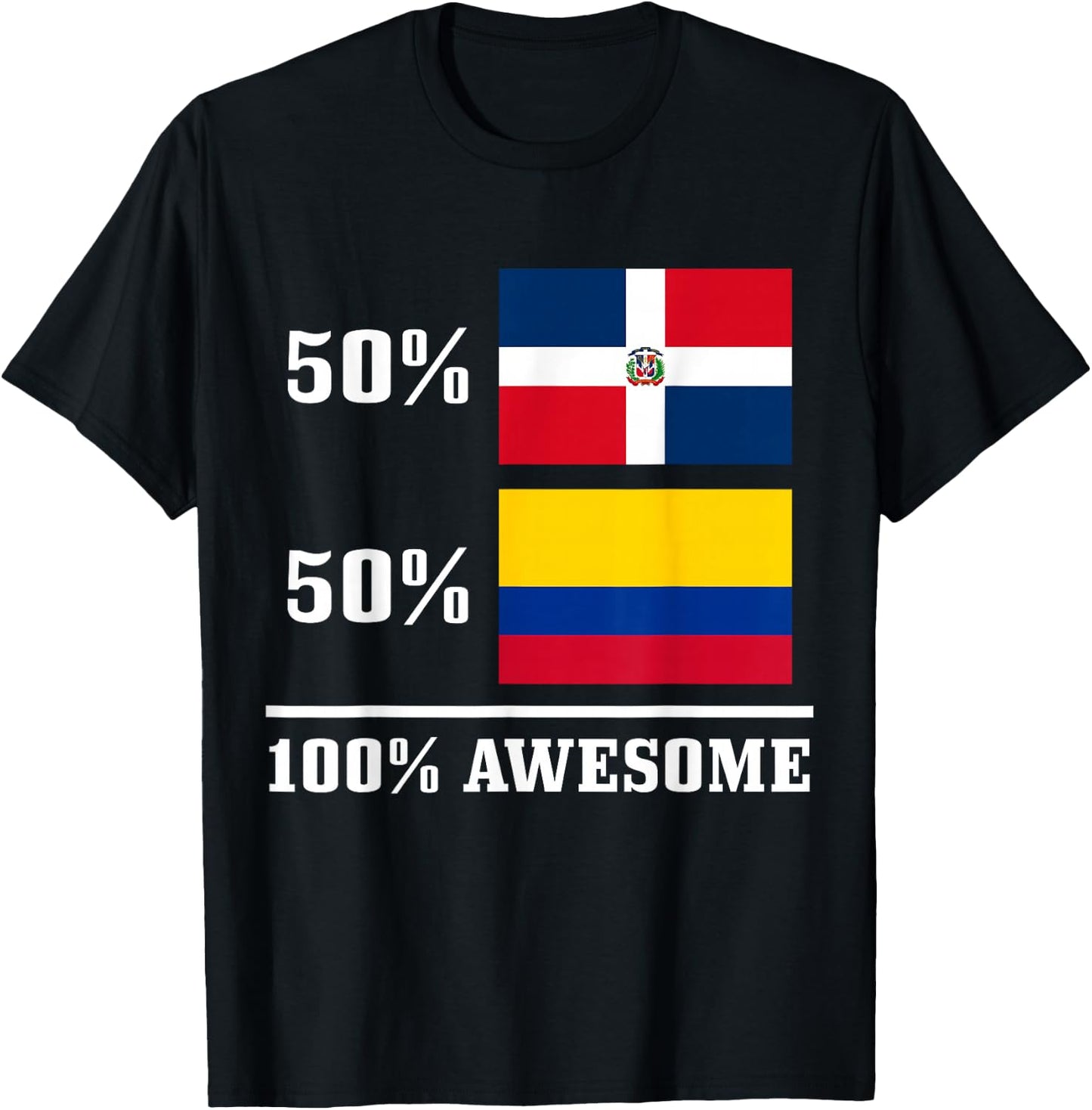 50% Dominican Republic 50% Colombia Colombian Flag Pride T-Shirt - T-Shirt | Black