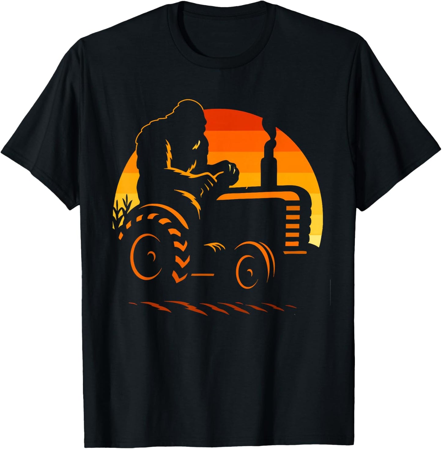 Funny Bigfoot Farmer Tractor Farming Farm Men Boys T-Shirt - T-Shirt | Black