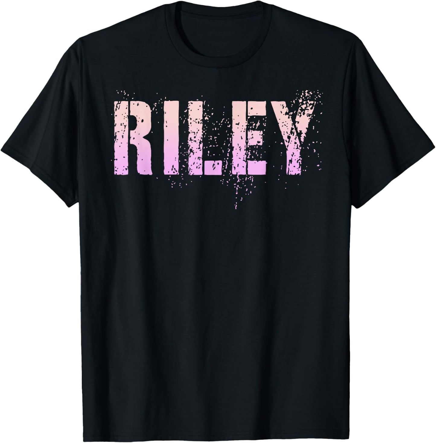 Vintage RILEY Girls Name Grunge Pink Custom Birthday T-Shirt - T-Shirt | Black