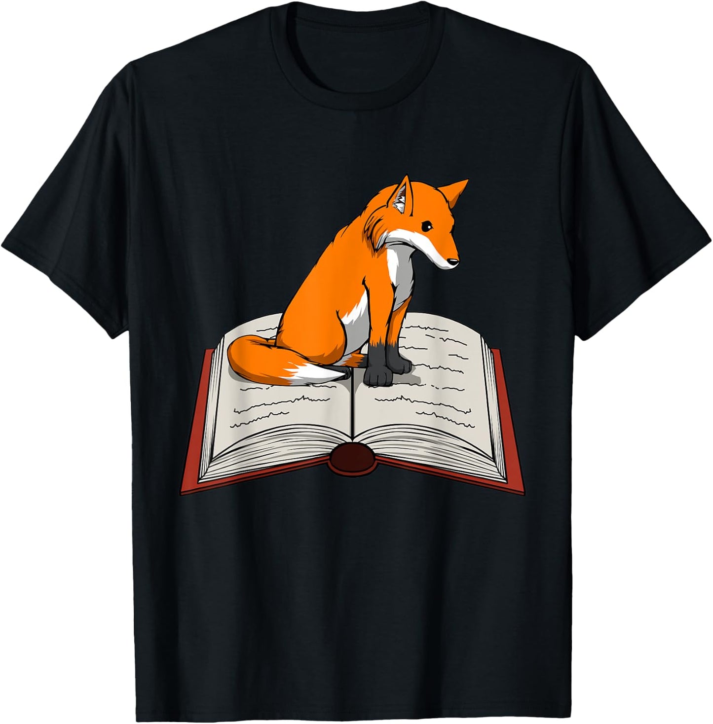 Cute Fox Reading Books Literature Nature T-Shirt - T-Shirt | Black