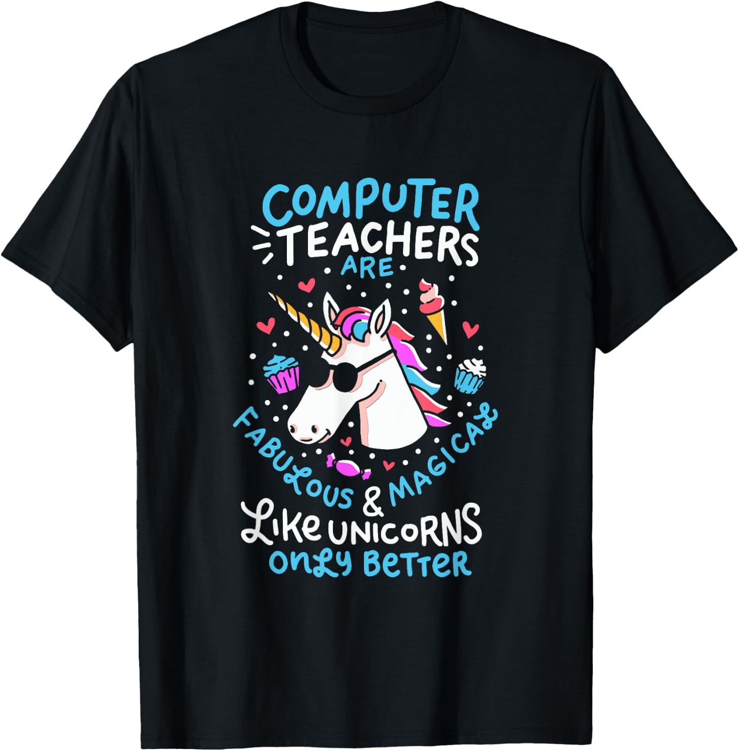 Unicorn Computer Teacher Teacher Apprechiation Shirt Women Kids T-Shirt - T-Shirt | Black