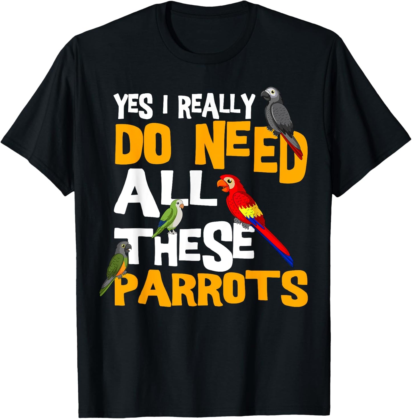Cool Parrot Bird Lover Apparel Parrot Parakeet Cockatoo Bird African Grey Tiel Quarrion T-Shirt - T-Shirt | Black