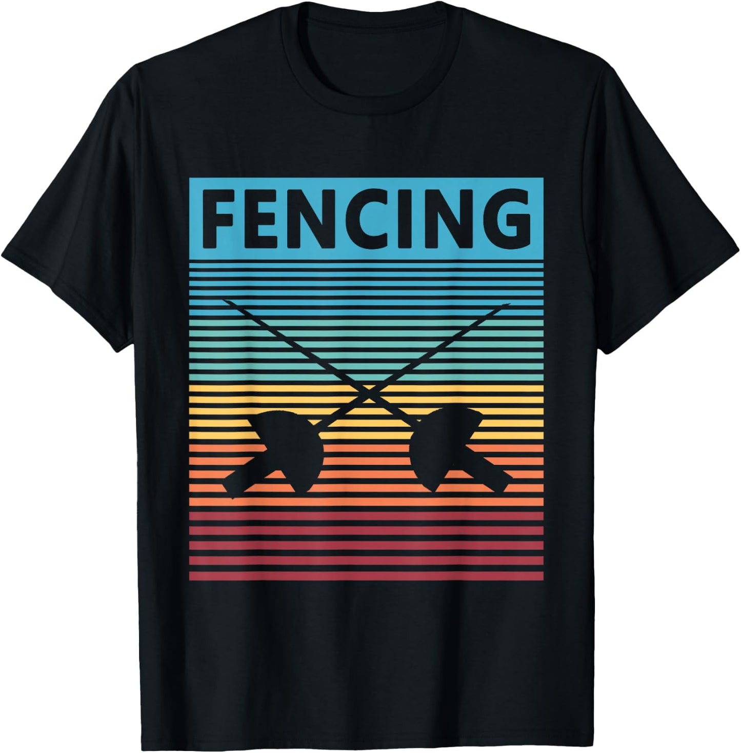Fencing Retro Vintage Fencing T-Shirt - T-Shirt | Black