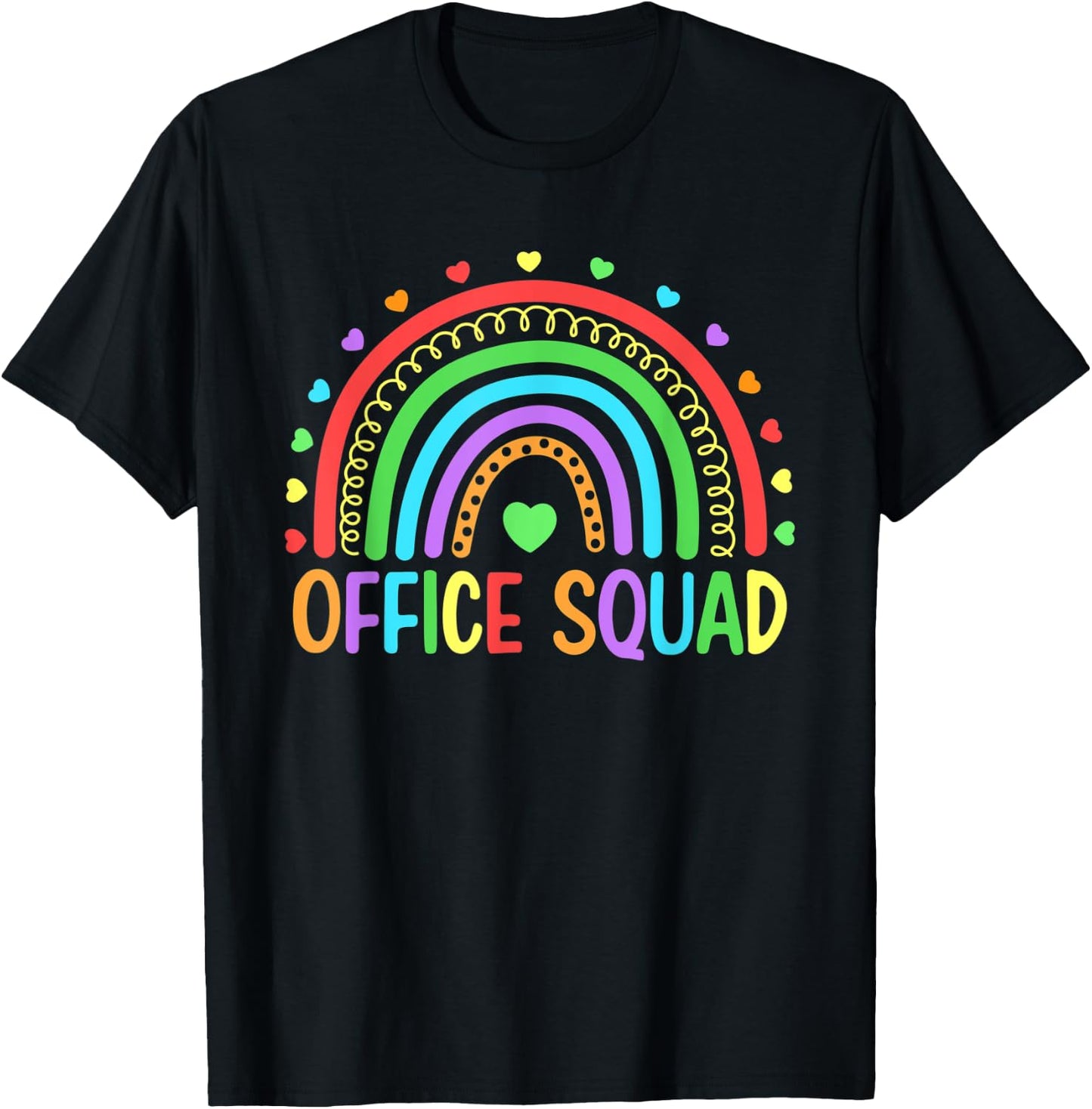 Rainbow Office Squad School Secretary Office Staff Clerk T-Shirt - T-Shirt | Black