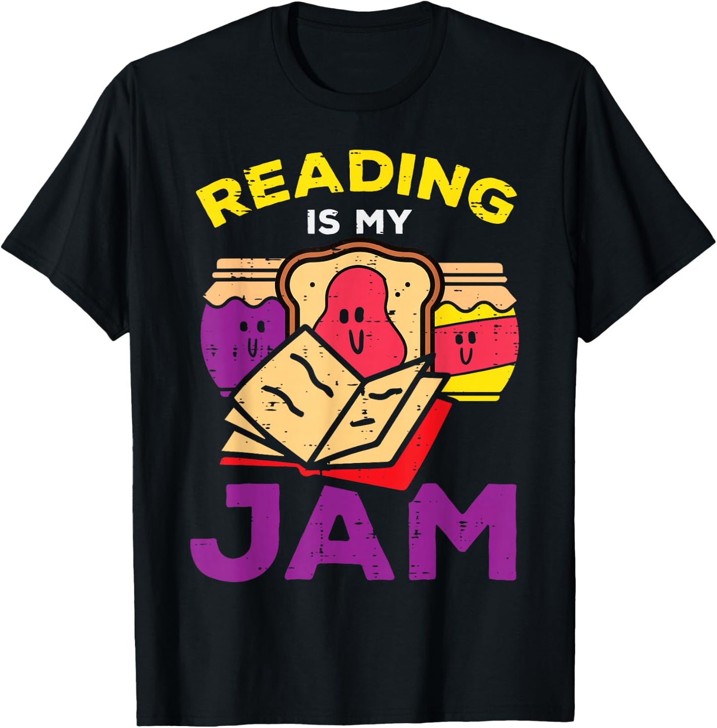 Reading Book Jam Toast Funny Food Pun Bookworm Librarian T-Shirt - T-Shirt | Black