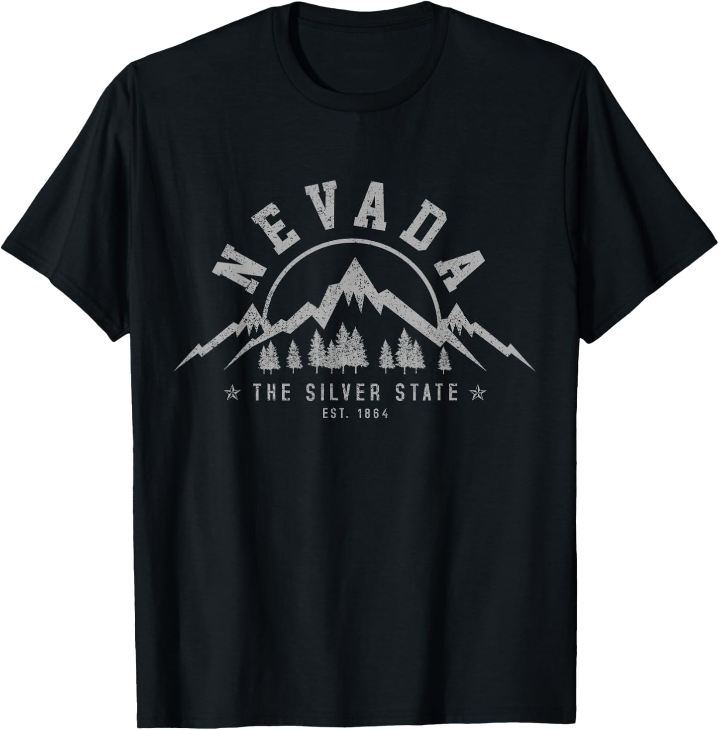 Nevada Souvenirs & Gifts Nevada Est. 1864 Vintage Nature Outdoor Black -Adults T-Shirt - T-Shirt | Black