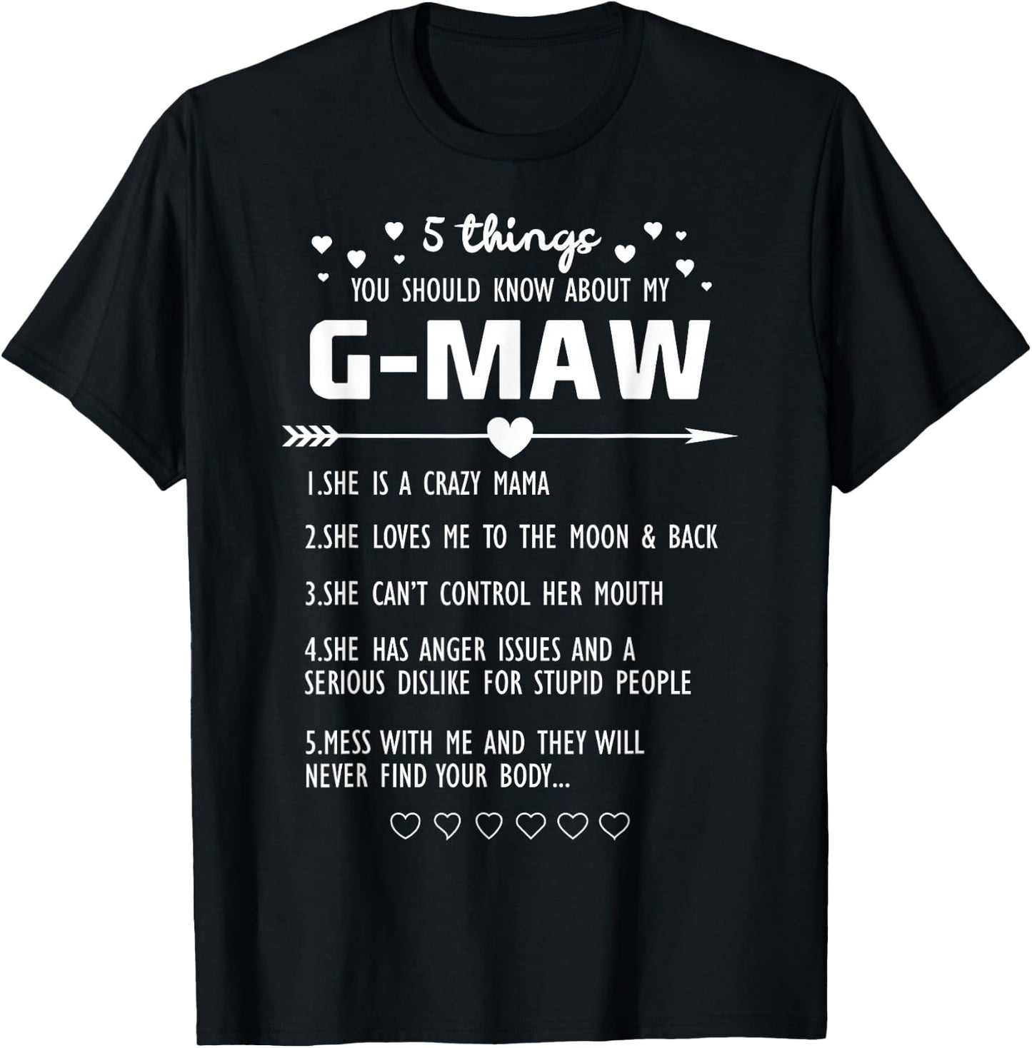 5 Things you Should Know About My G-Maw Family Matching T-Shirt - T-Shirt | Black