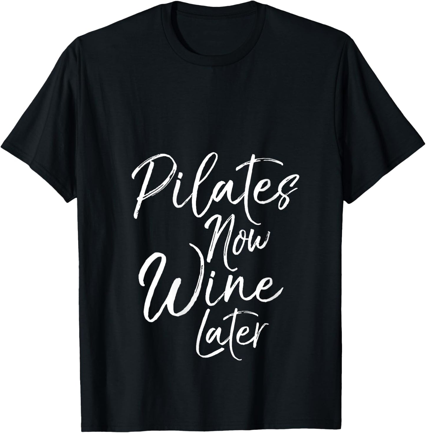 Funny Yoga Gift Drinkers Cute Pilates Now Wine Later V-Neck T-Shirt - T-Shirt | Black