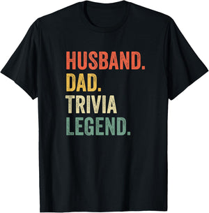 Funny Quiz Night Husband Dad Trivia Legend Vintage T-Shirt - T-Shirt | Black