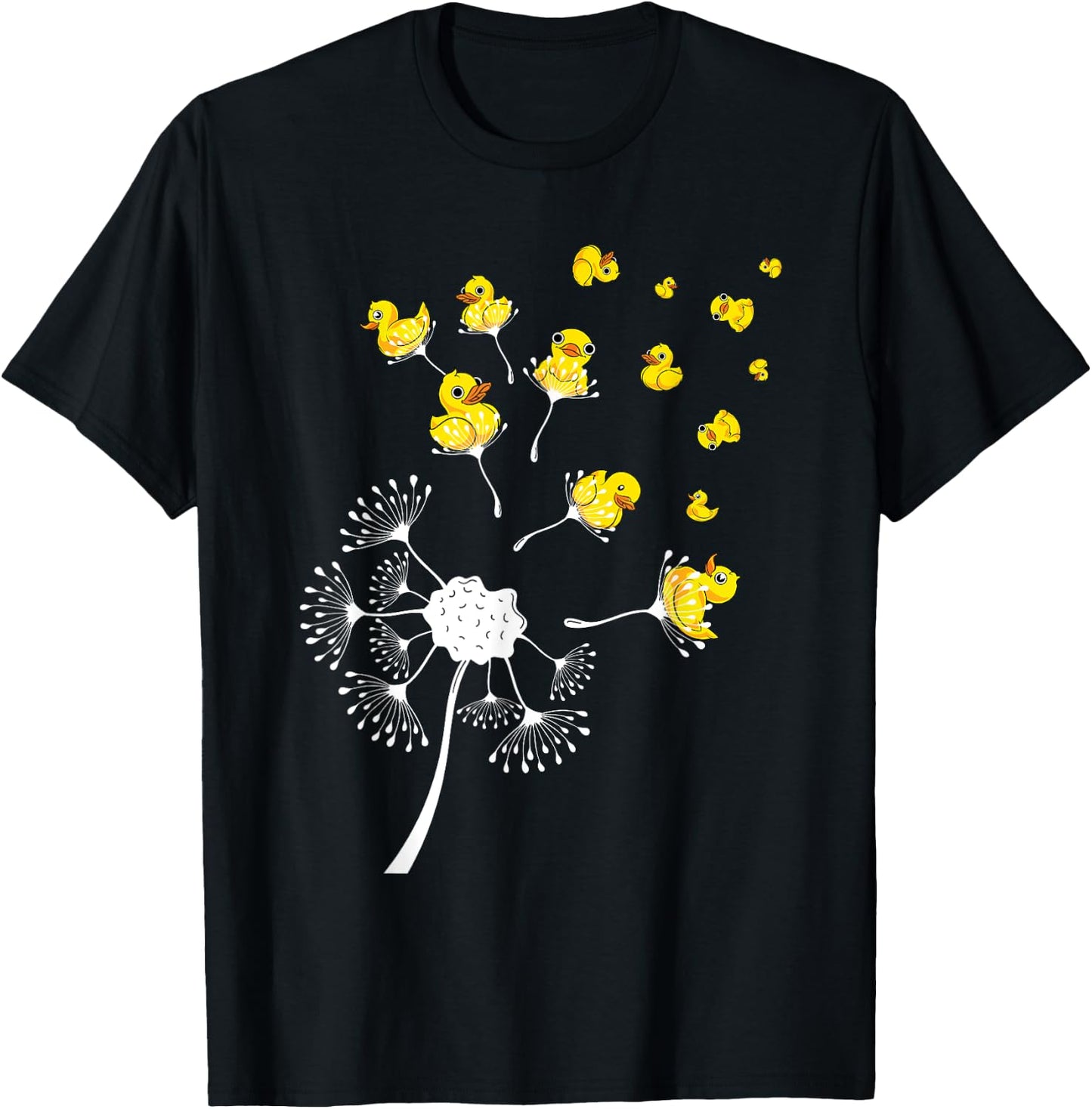 Dandelion Duckling Duckie Bath Toy Ducky Funny Rubber Duck T-Shirt - T-Shirt | Black