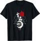 Moon phase wild rose design spiritual moon cycle T-Shirt - T-Shirt | Black