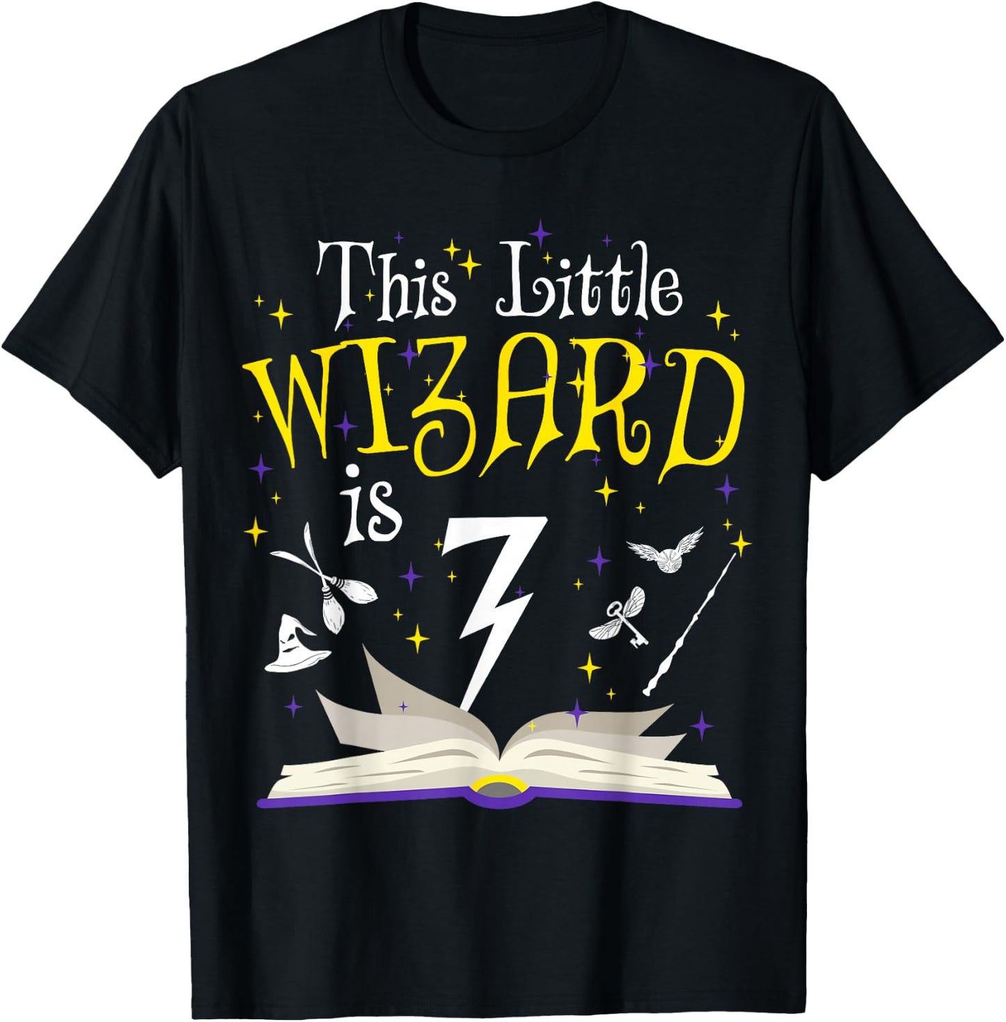 7th B-Day Magic Wizard 7 Year Old Birthday Matching Family T-Shirt - T-Shirt | Black