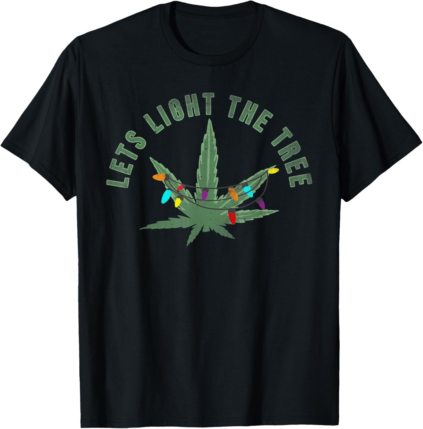 Light the tree | Vintage Christmas weed smoker T-Shirt - T-Shirt | Black
