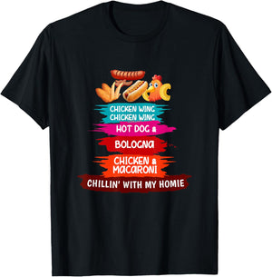 Cooked Chicken Wing Chicken Wing Hot Dog Bologna Macaroni T-Shirt - T-Shirt | Black