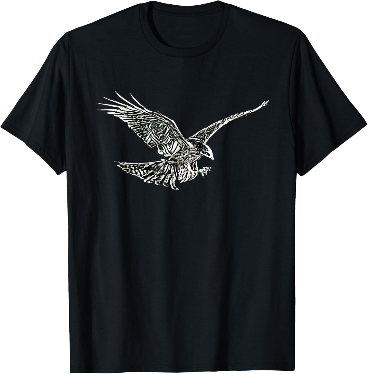 Hawk Motif Bird of Prey Falcon T-Shirt - T-Shirt | Black