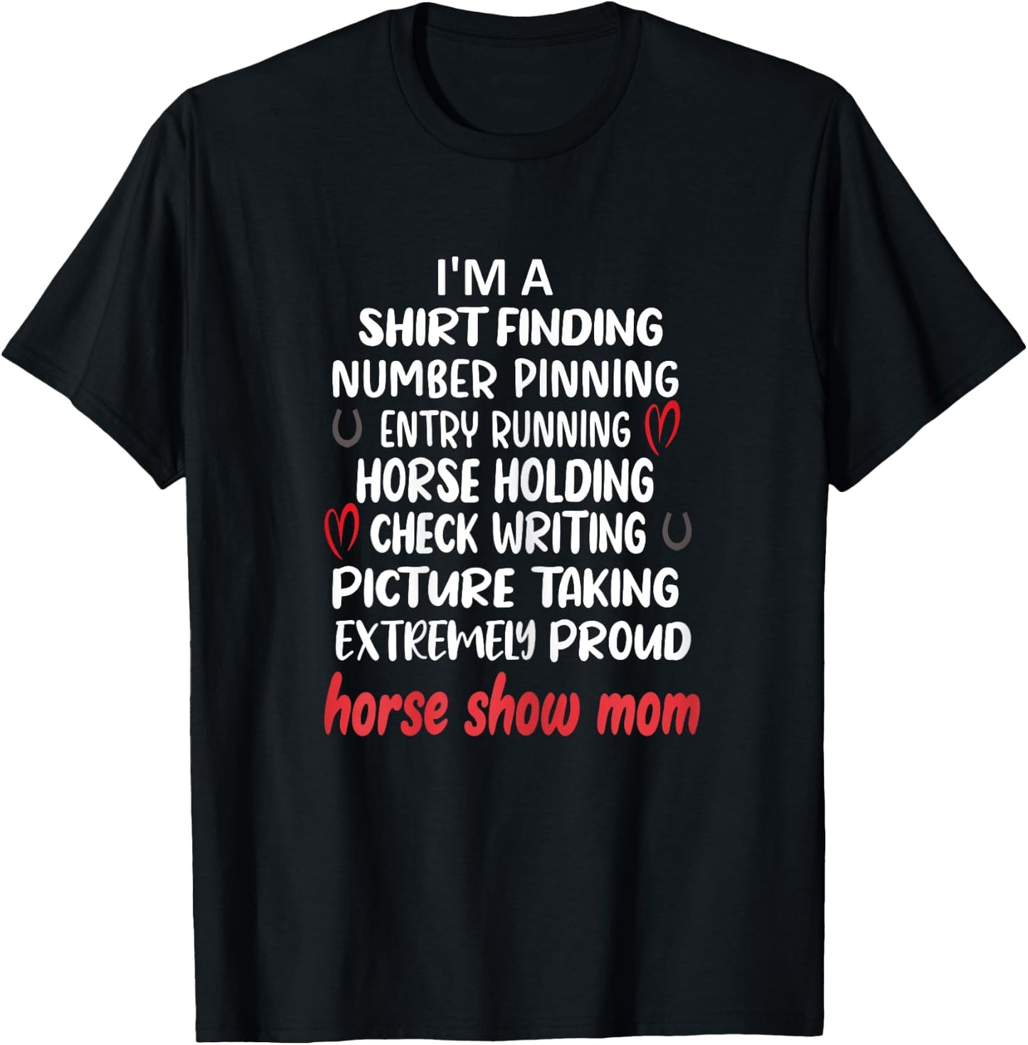 Proud Horse Show Mama Horse Show Mom Definition - Women's Black X-Small Classic Fit Short Sleeve Cotton Polyester Modern Lace Embellishment Mother's Day T-Shirt - T-Shirt | Black