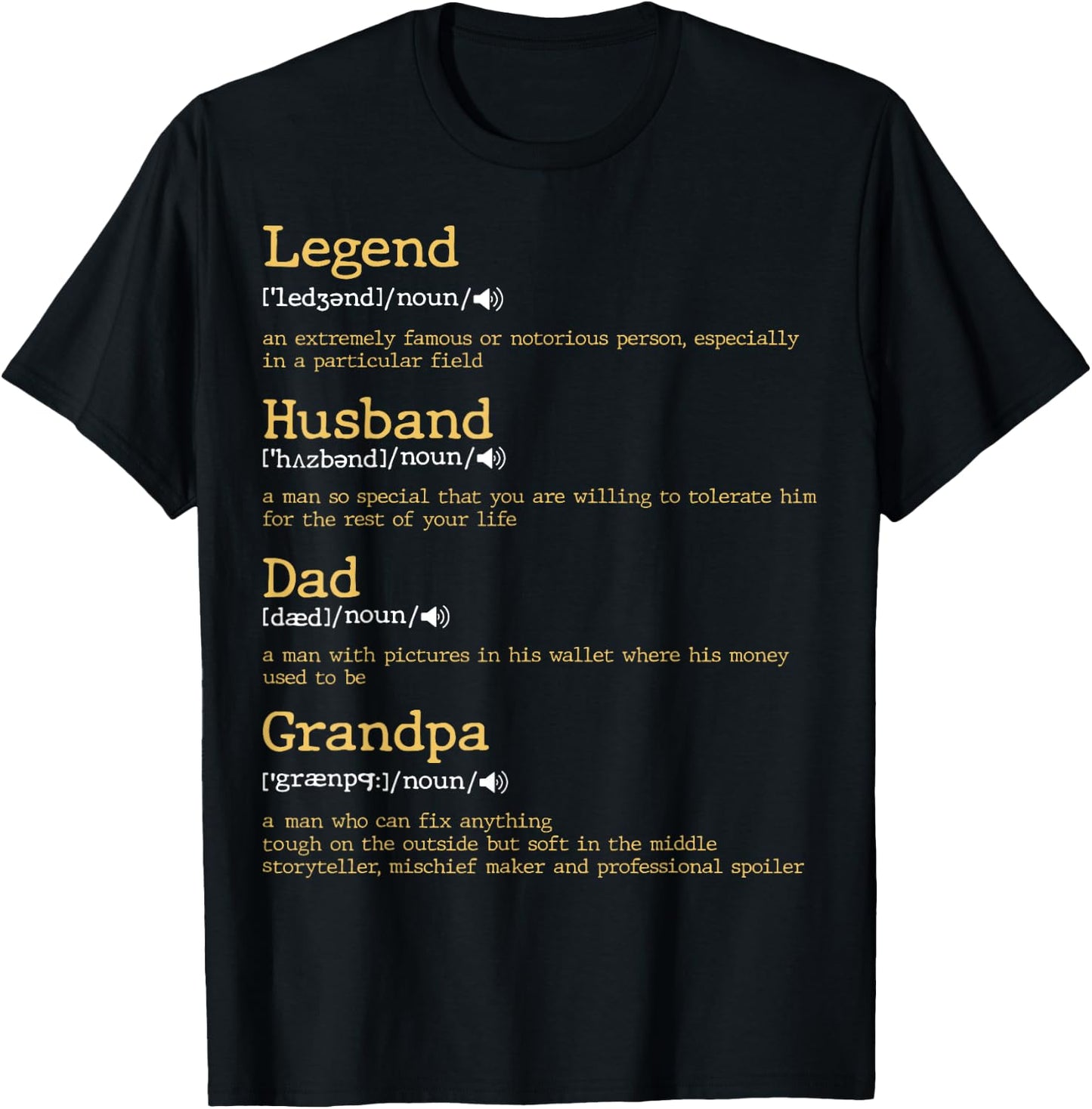 Father's Day - Dad Definition - Legend Husband Dad Grandpa T-Shirt - T-Shirt | Black