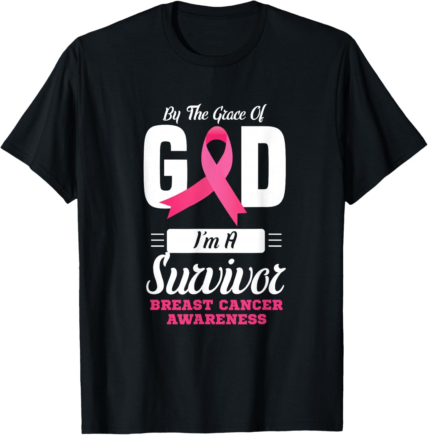 By the grace god I'm a survivor breast cancer awareness T-Shirt - T-Shirt | Black