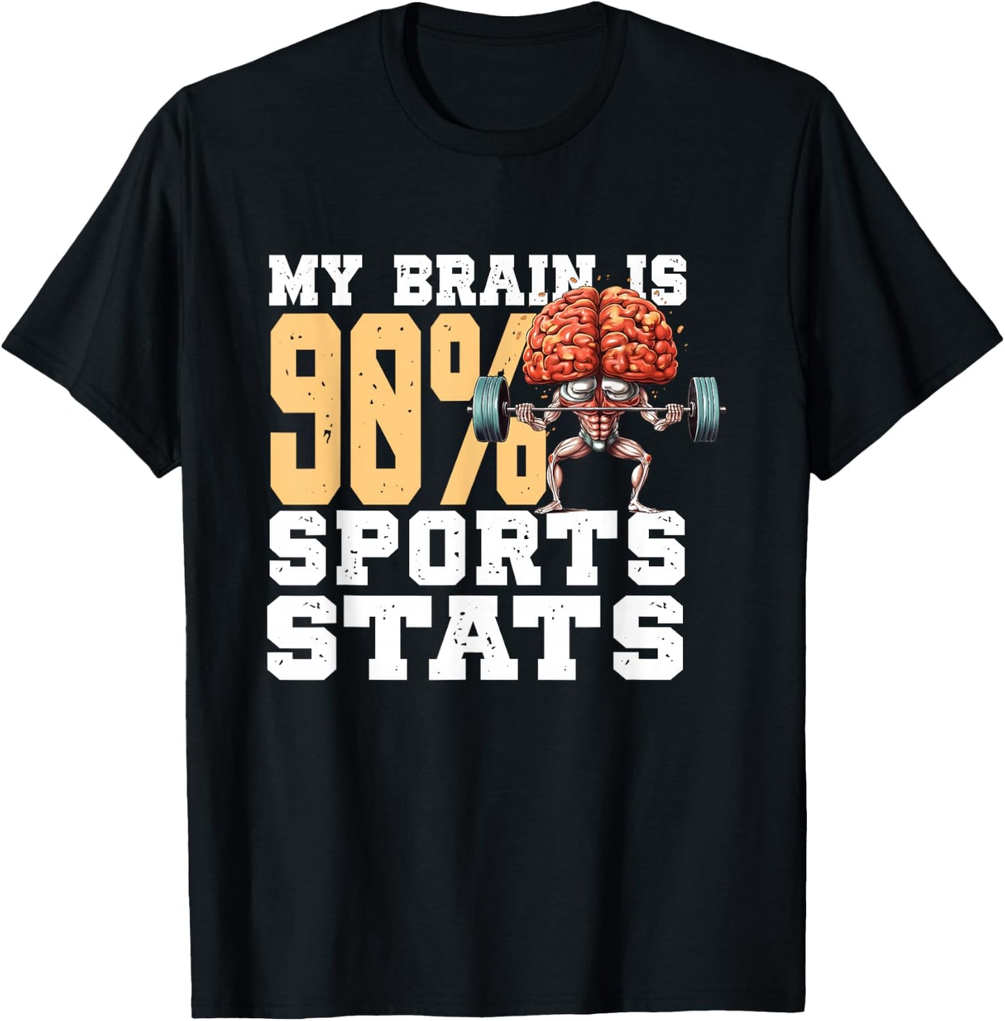 My Brain Is 90% Sports Stats | Sports Analytics Statistics T-Shirt - T-Shirt | Black