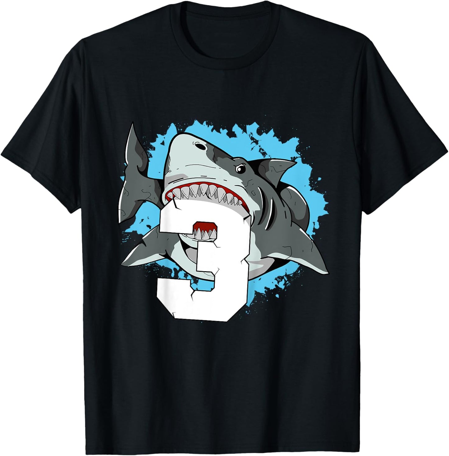 Kids Shark 3rd Birthday 3 Three Shark Toddlers Boy T-Shirt - T-Shirt | Black