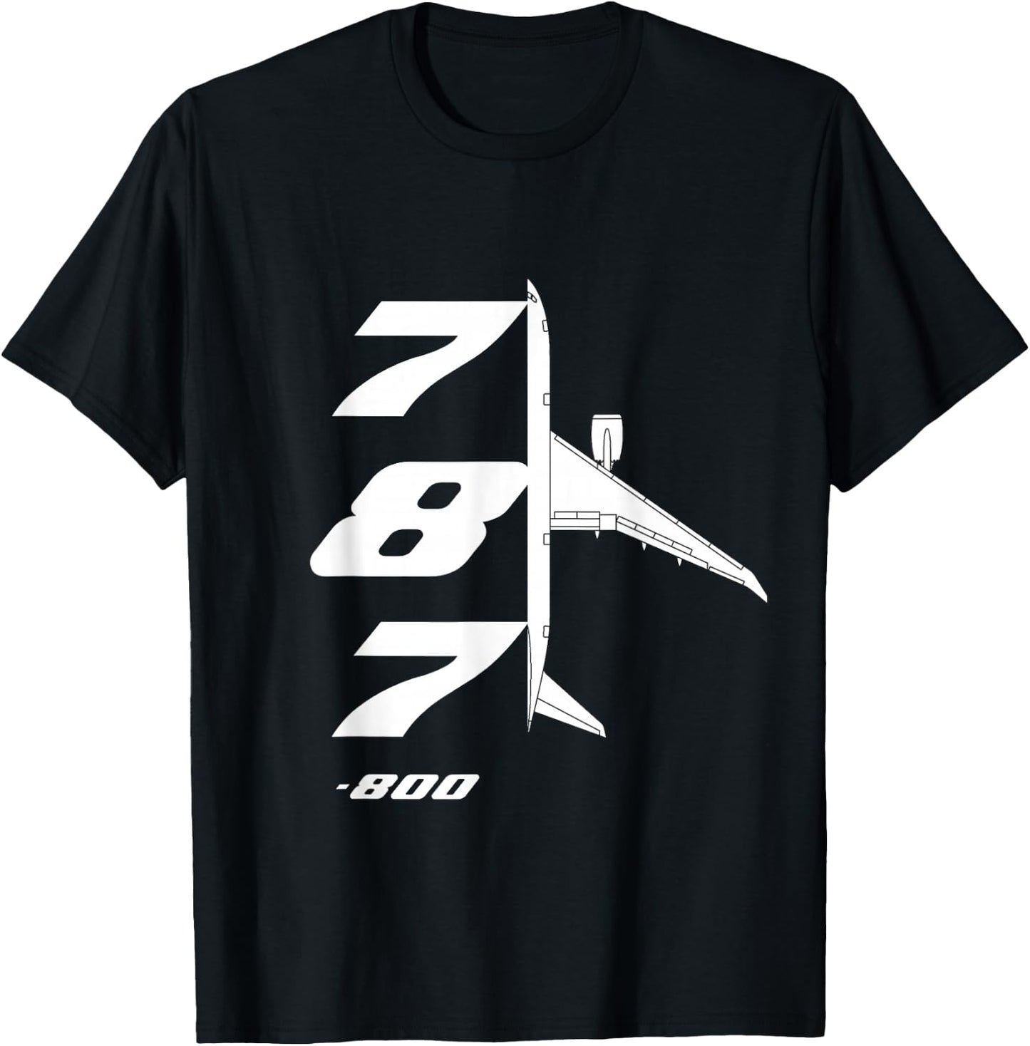 B787-800 Aircraft Dream liner Airliner Top-Down Profile 788 T-Shirt - T-Shirt | Black