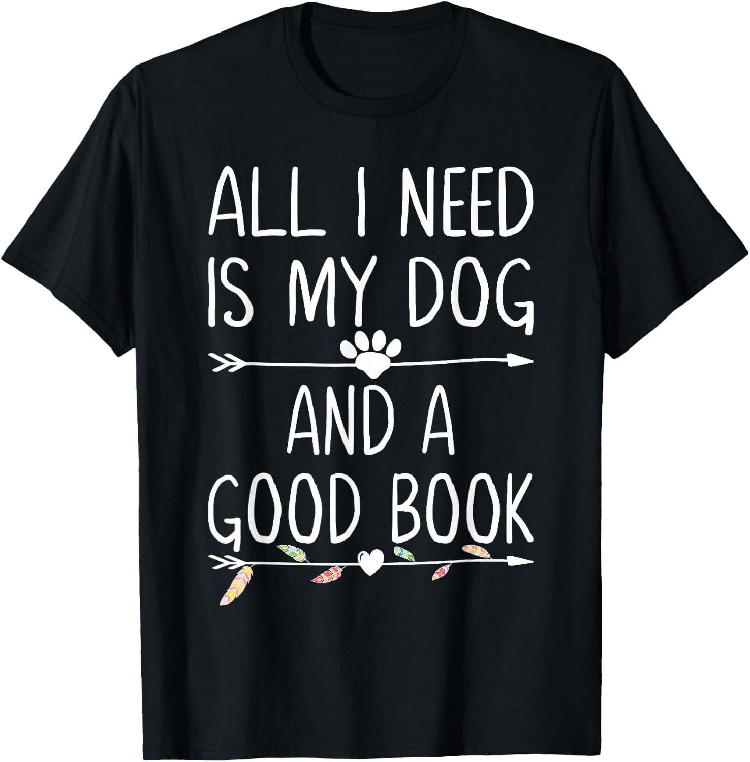All I Need Is My Dog And A Good Book Kids Girls Dog Owners T-Shirt - T-Shirt | Black