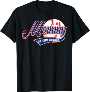 Mommy of Rookie 1st Birthday Baseball Theme Matching Party T-Shirt - T-Shirt | Black