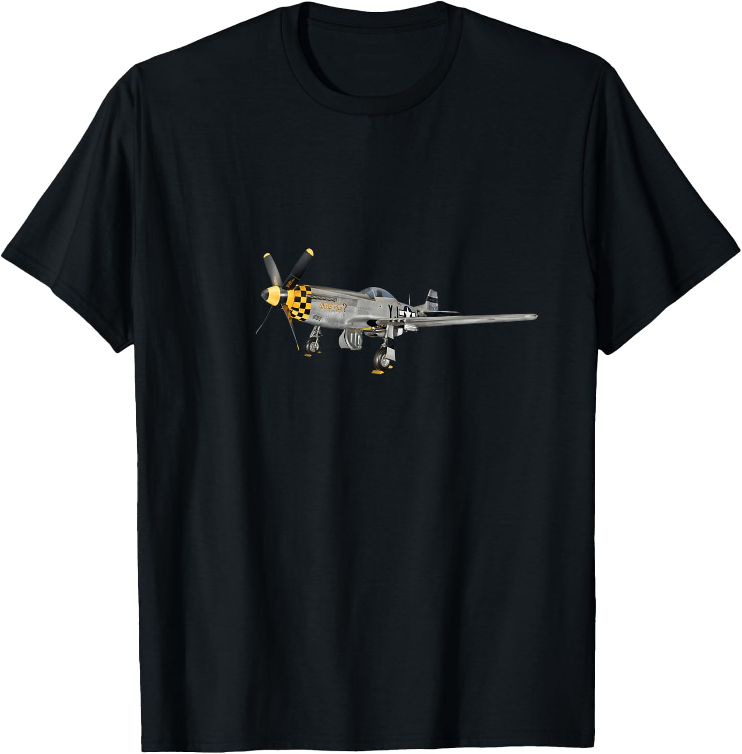 P51 Mustang Propeller Aircraft WWII Fighter Plane USA T-Shirt - T-Shirt | Black