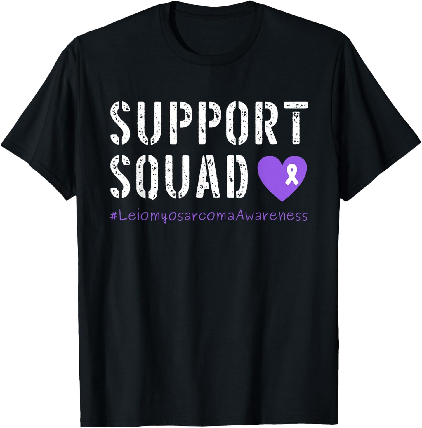 Purple Ribbon Men Women Kids Leiomyosarcoma Cancer Awareness T-Shirt - T-Shirt | Black